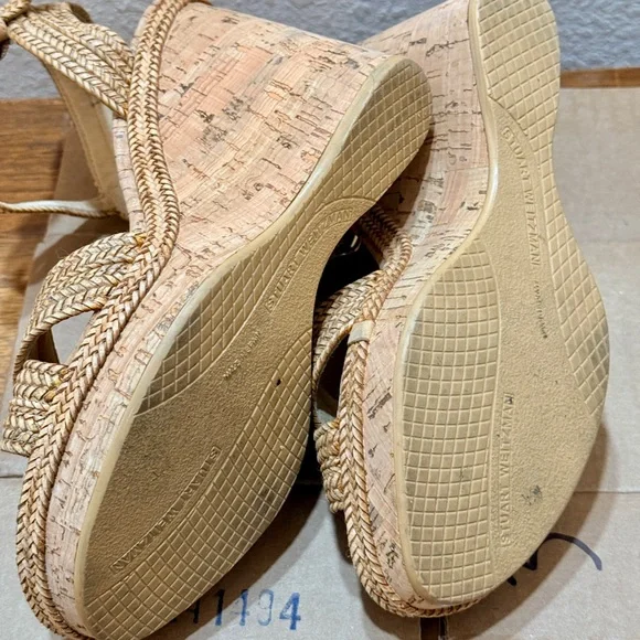Stuart Weitzman 'Minx' Espadrille Wedge Sandal in Camel Laniard - Picture 4 of 4